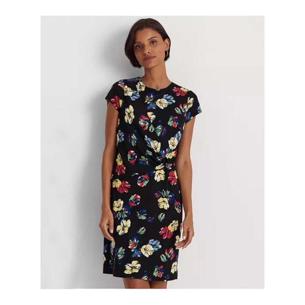Lauren Ralph Lauren Floral Stretch Jersey Short-Sleeve Dress NWOT